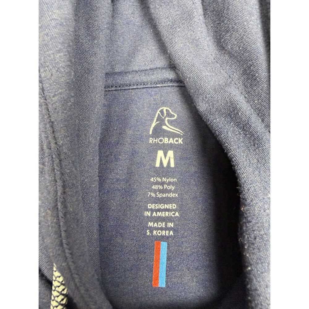 Rhoback Hesi Performance Hoodie Mens M Blue Golf Pullover Stretch Logo - Picture 2 of 8